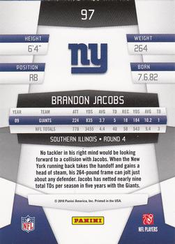 2010 Panini Certified #97 Brandon Jacobs  Back