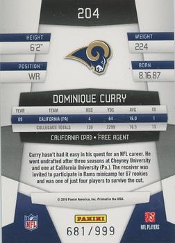 2010 Panini Certified #204 Dominique Curry  Back