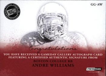 2014 Press Pass Gameday Gallery - Gold #GG-AW Andre Williams Back