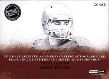 2014 Press Pass Gameday Gallery - Gold #GG-ME Mike Evans Back