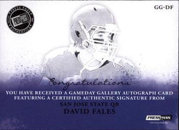 2014 Press Pass Gameday Gallery - Silver #GG-DF David Fales Back