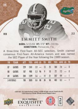 2014 Upper Deck Exquisite Collection #45 Emmitt Smith Back
