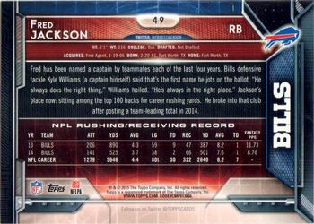 2015 Topps #49 Fred Jackson Back
