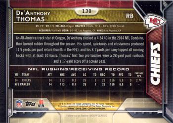 2015 Topps #138 De'Anthony Thomas Back