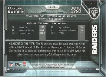2015 Topps #291 Oakland Raiders Back