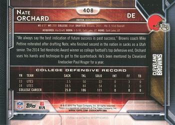 2015 Topps #408 Nate Orchard Back