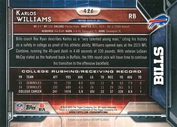 2015 Topps #426 Karlos Williams Back
