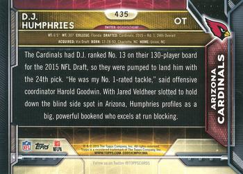 2015 Topps #435 D.J. Humphries Back