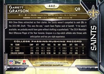 2015 Topps #442 Garrett Grayson Back