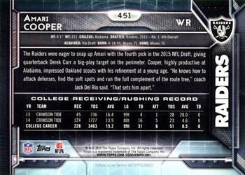2015 Topps #451 Amari Cooper Back