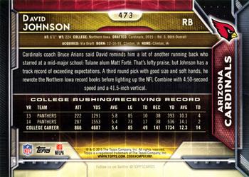 2015 Topps #473 David Johnson Back