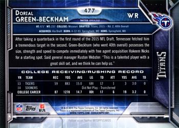 2015 Topps #477 Dorial Green-Beckham Back