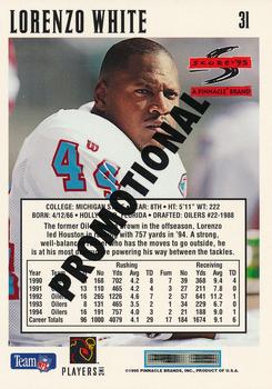 1995 Score - Promotional Backs #31 Lorenzo White Back