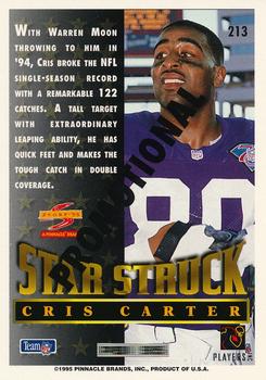 1995 Score - Promotional Backs #213 Cris Carter Back