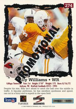 1995 Score - Promotional Backs #274 Billy Williams Back