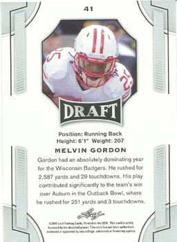 2015 Leaf Draft - Gold #41 Melvin Gordon Back