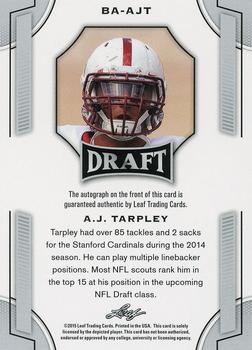 2015 Leaf Draft - Autographs #BA-AJT A.J. Tarpley Back