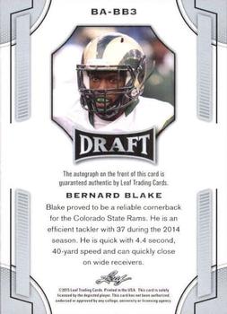 2015 Leaf Draft - Autographs #BA-BB3 Bernard Blake Back
