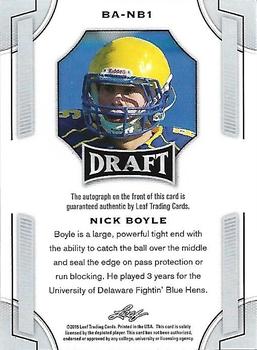 2015 Leaf Draft - Autographs #BA-NB1 Nick Boyle Back