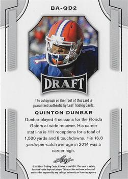 2015 Leaf Draft - Autographs #BA-QD2 Quinton Dunbar Back