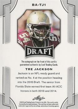 2015 Leaf Draft - Autographs #BA-TJ1 Tre Jackson Back