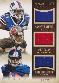 2014 Panini Immaculate Collection - Trios Jerseys #3-WR1 Sammy Watkins / Mike Evans / Odell Beckham Jr. Front