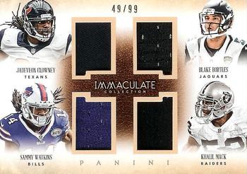2014 Panini Immaculate Collection - Quad Jerseys #4-TOP5 Jadeveon Clowney / Blake Bortles / Khalil Mack / Sammy Watkins Front