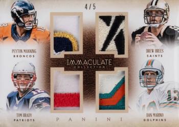 2014 Panini Immaculate Collection - Quad Jerseys Prime #4-5000 Tom Brady / Dan Marino / Drew Brees / Peyton Manning Front