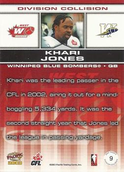 2003 Pacific  CFL - Division Collision #9 Khari Jones Back