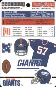 1992 Chris Martin Enterprises Dog Tags #19 New York Giants Back