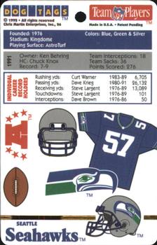 1992 Chris Martin Enterprises Dog Tags #26 Seattle Seahawks Back