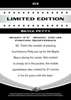 2015 Leaf Draft Limited Edition #3 Bryce Petty Back