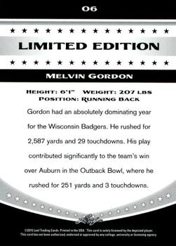 2015 Leaf Draft Limited Edition #6 Melvin Gordon Back