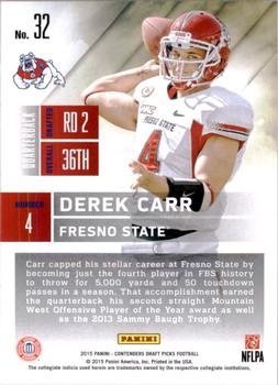 2015 Panini Contenders Draft Picks #32 Derek Carr Back