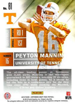 2015 Panini Contenders Draft Picks #81 Peyton Manning Back