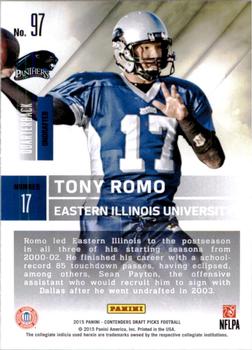 2015 Panini Contenders Draft Picks #97 Tony Romo Back