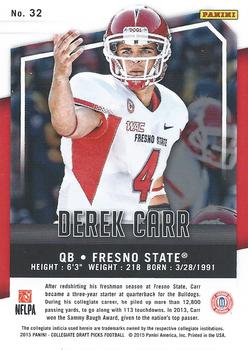 2015 Panini Prizm Collegiate Draft Picks #32 Derek Carr Back