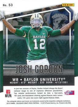 2015 Panini Prizm Collegiate Draft Picks #53 Josh Gordon Back