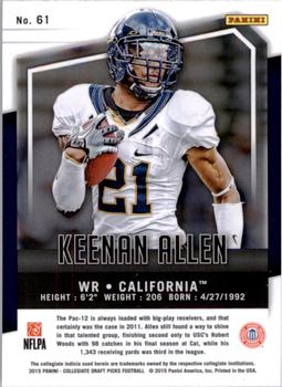 2015 Panini Prizm Collegiate Draft Picks #61 Keenan Allen Back