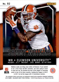 2015 Panini Prizm Collegiate Draft Picks #92 Sammy Watkins Back