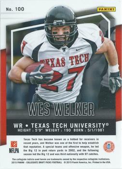 2015 Panini Prizm Collegiate Draft Picks #100 Wes Welker Back