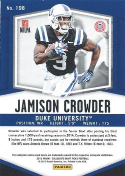 2015 Panini Prizm Collegiate Draft Picks #198 Jamison Crowder Back