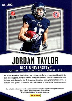 2015 Panini Prizm Collegiate Draft Picks #203 Jordan Taylor Back