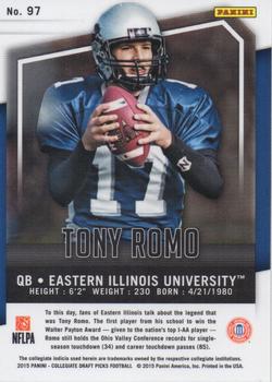 2015 Panini Prizm Collegiate Draft Picks #97 Tony Romo Back