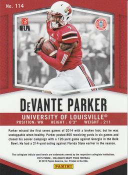 2015 Panini Prizm Collegiate Draft Picks #114 DeVante Parker Back