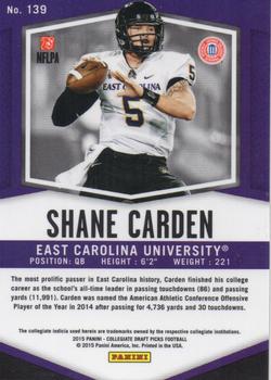 2015 Panini Prizm Collegiate Draft Picks #139 Shane Carden Back