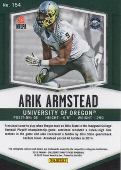 2015 Panini Prizm Collegiate Draft Picks #154 Arik Armstead Back
