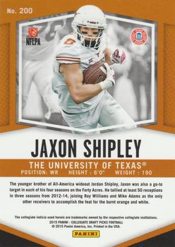 2015 Panini Prizm Collegiate Draft Picks #200 Jaxon Shipley Back