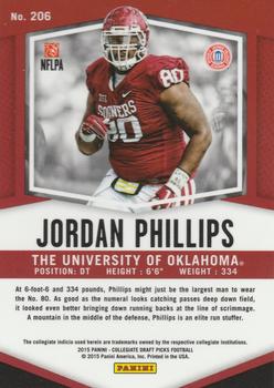 2015 Panini Prizm Collegiate Draft Picks #206 Jordan Phillips Back