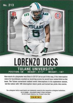 2015 Panini Prizm Collegiate Draft Picks #213 Lorenzo Doss Back